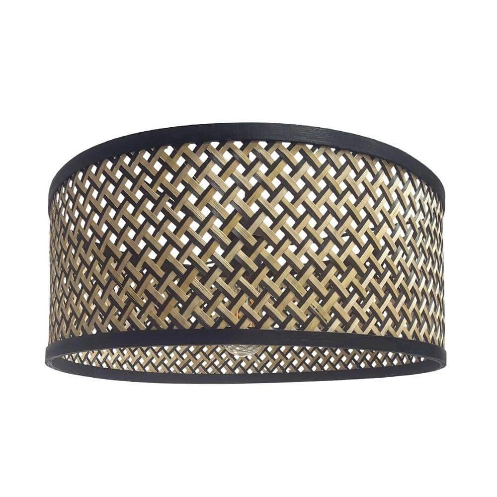 Vloerlamp Zig-Zag zwart met rotan kap Ø 40cm Steinhauer 8712746179194