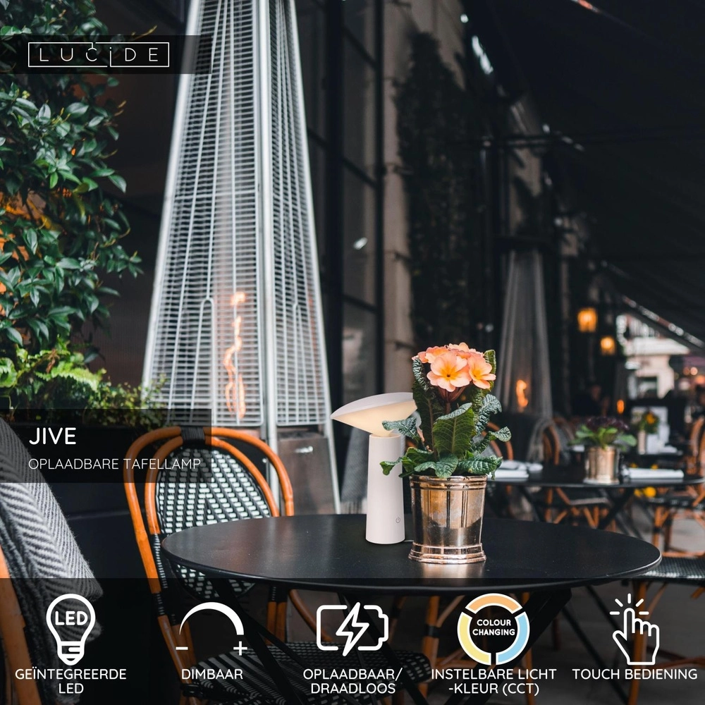 Oplaadbare tafellamp Jive IP44 wit lichtkleur instelbaar Lucide 5411212021977