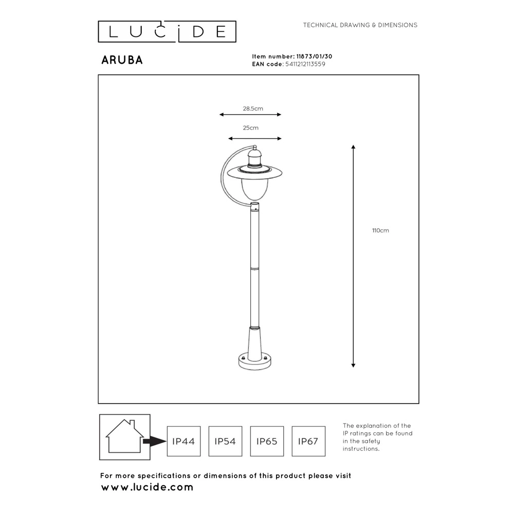 Landelijke lantaarn Aruba zwart Ø 25cm Lucide 5411212113559