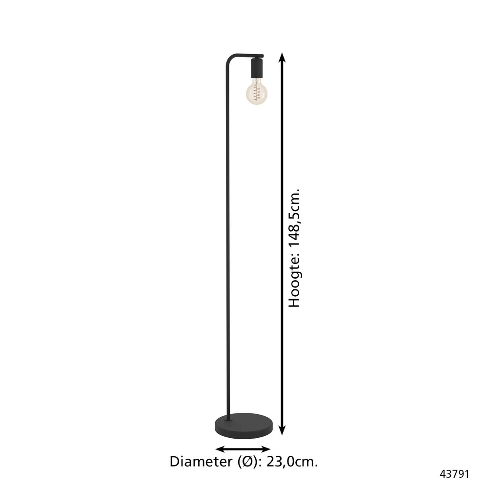 Zwarte vloerlamp Cranley 1 1x E27 Eglo 9002759437916