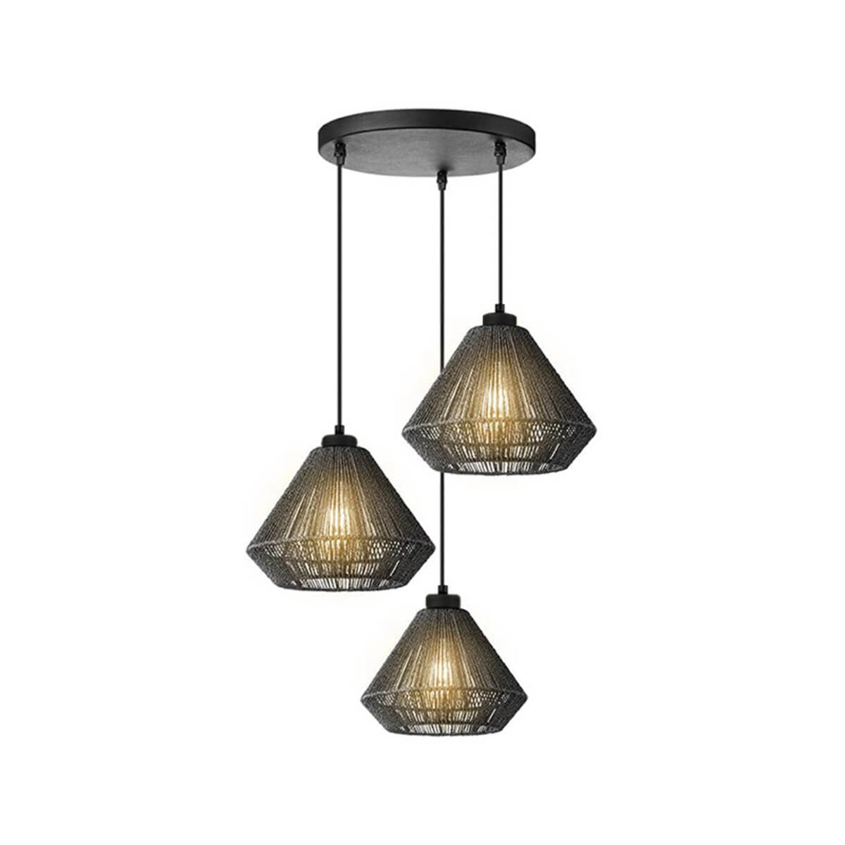 3-lichts hanglamp Ibiza zwart jute