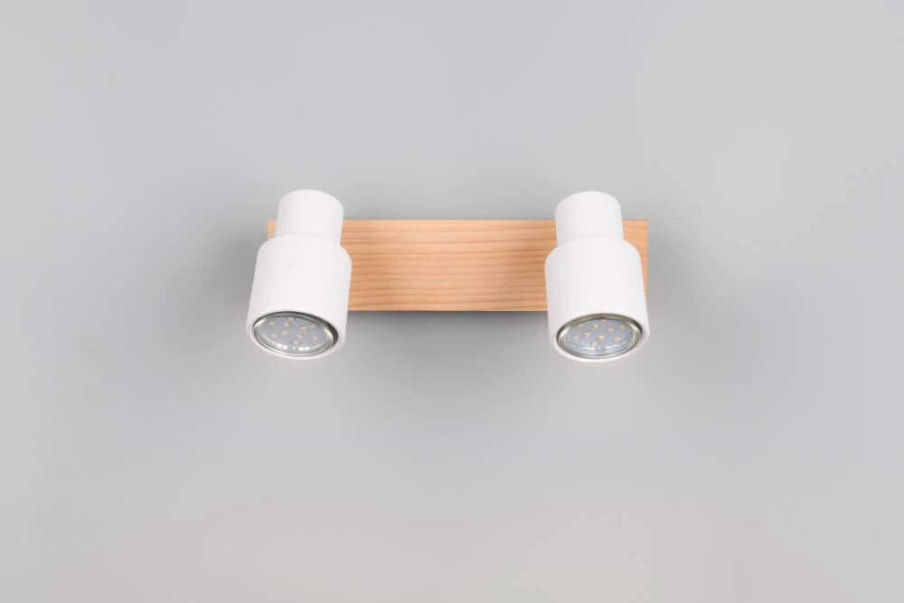 2-lichts plafondlamp Pierre wit met hout Trio 4017807638165
