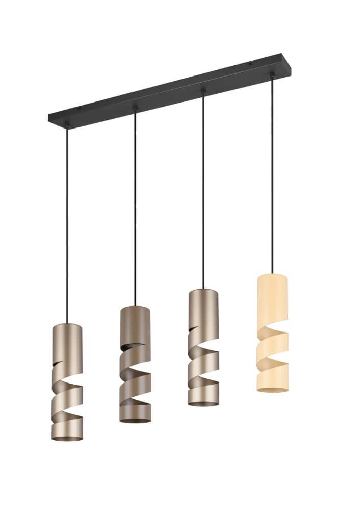 4-lichts koker hanglamp Stream bruine tinten Trio 4017807614008