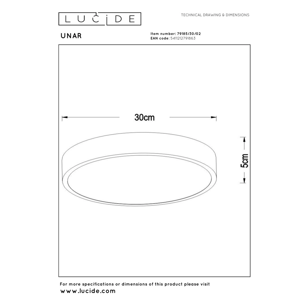 Plafonniere Unar Ø 30cm - 2700K - goud Lucide 5411212791863