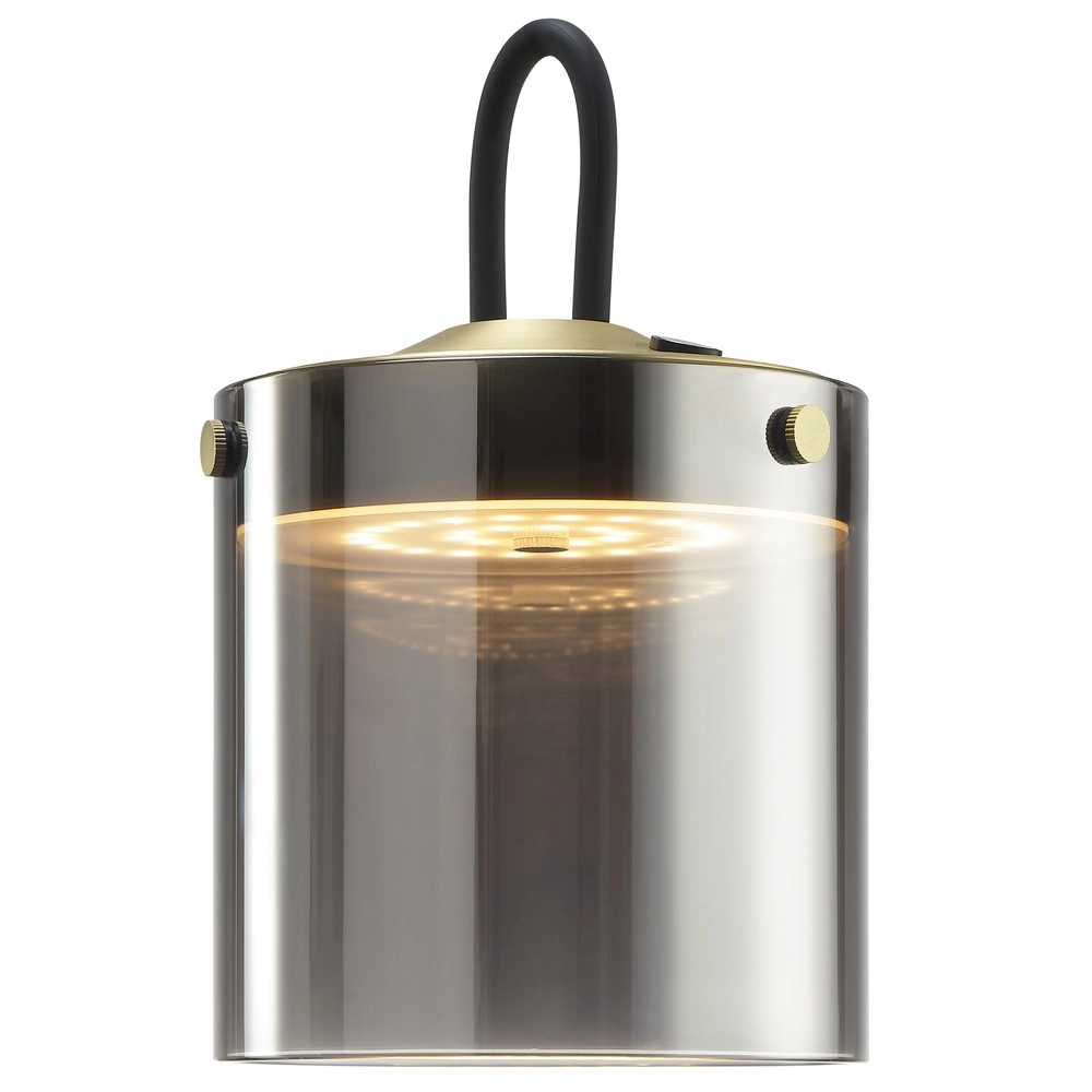 Tafellampje Lumeo messing met smoke glas Ø 13cm Brilliant 4004353463594