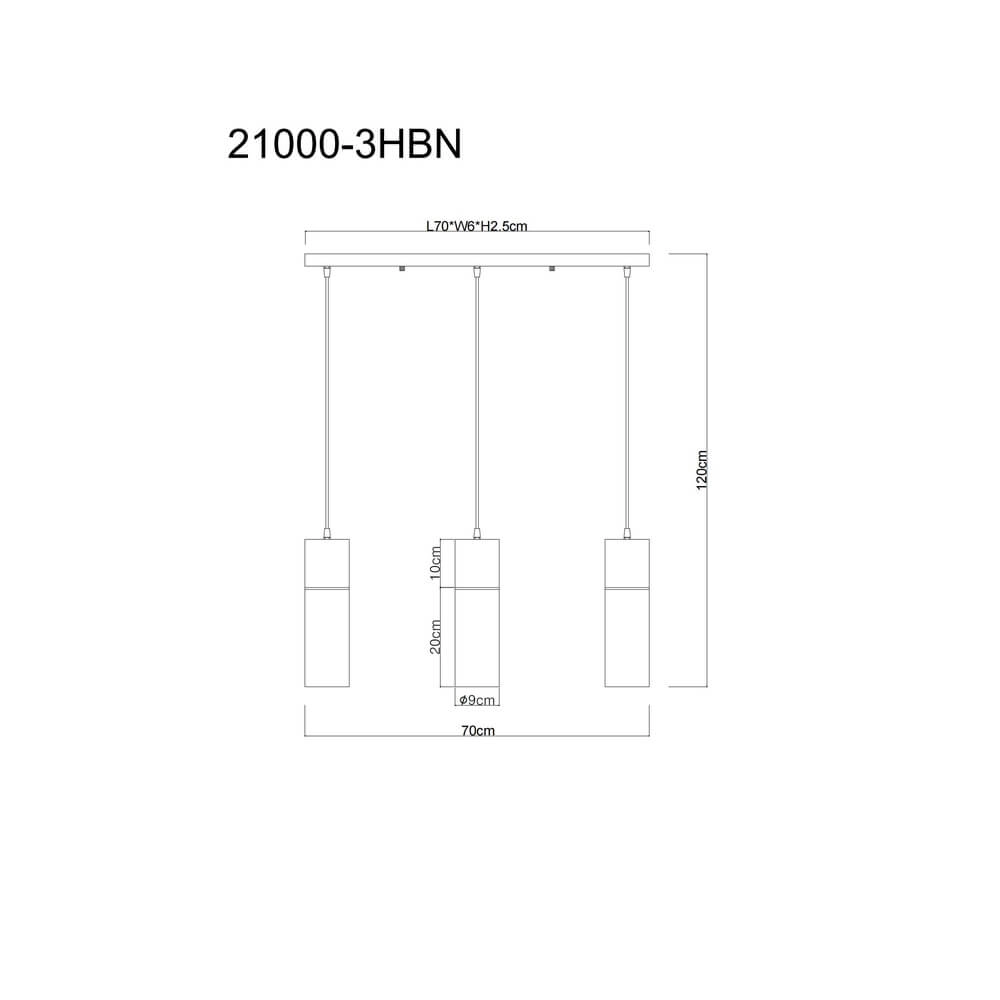 Strakke hanglamp Annika 3-lichts zwart Globo 9007371478170