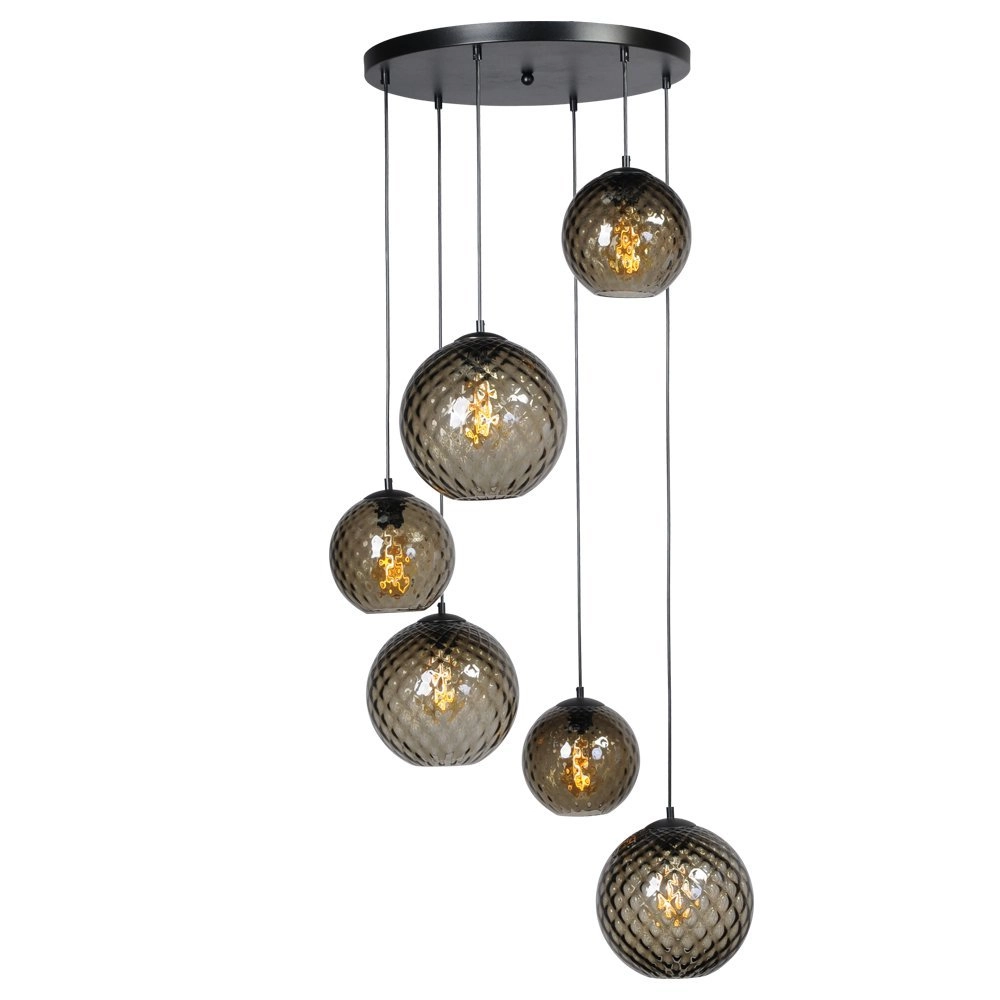 6-lichts hanglamp Baloton zwart
