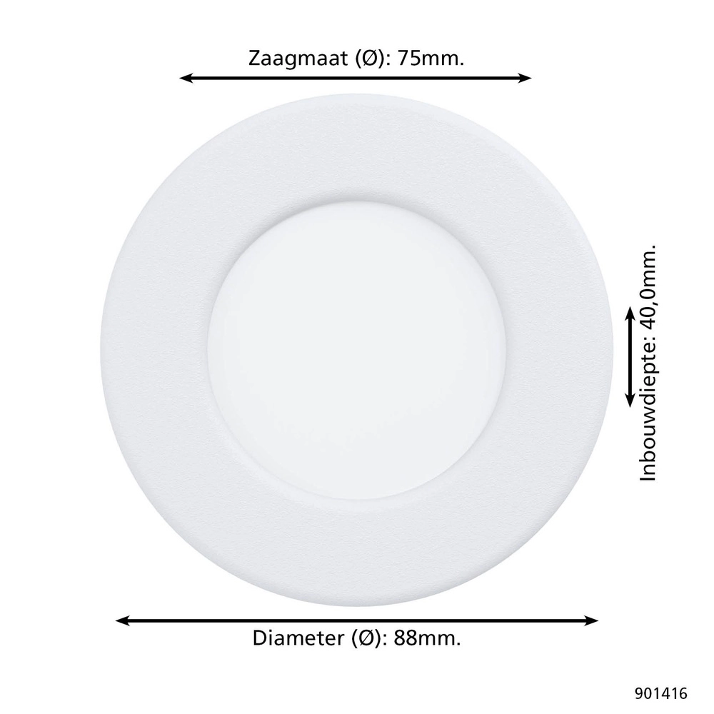 IP44 inbouwspot Fueva 6 rond - wit - Ø 8,8cm Eglo 9008606330935