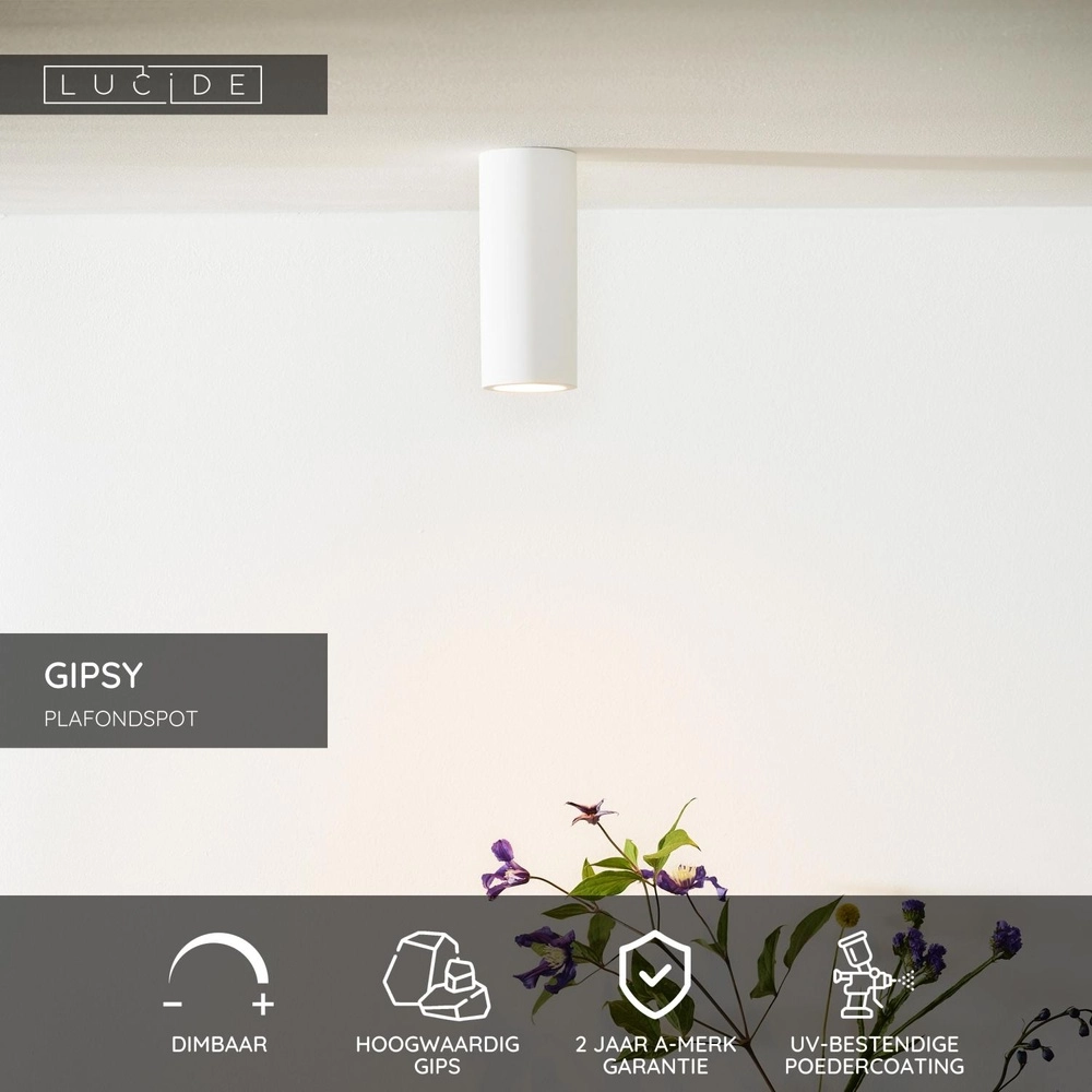Plafondspot Gipsy 17cm wit Lucide 5411212351456