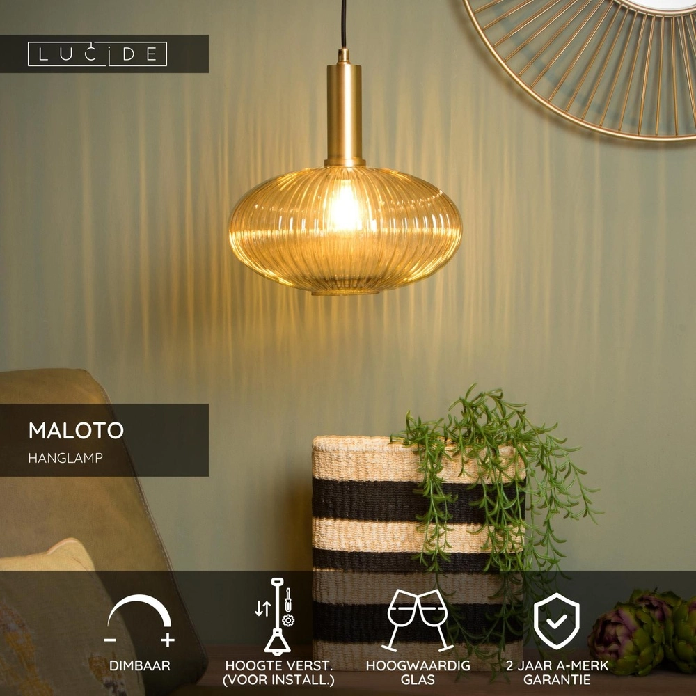 Hanglamp Maloto Ø 30cm amber Lucide 5411212451200