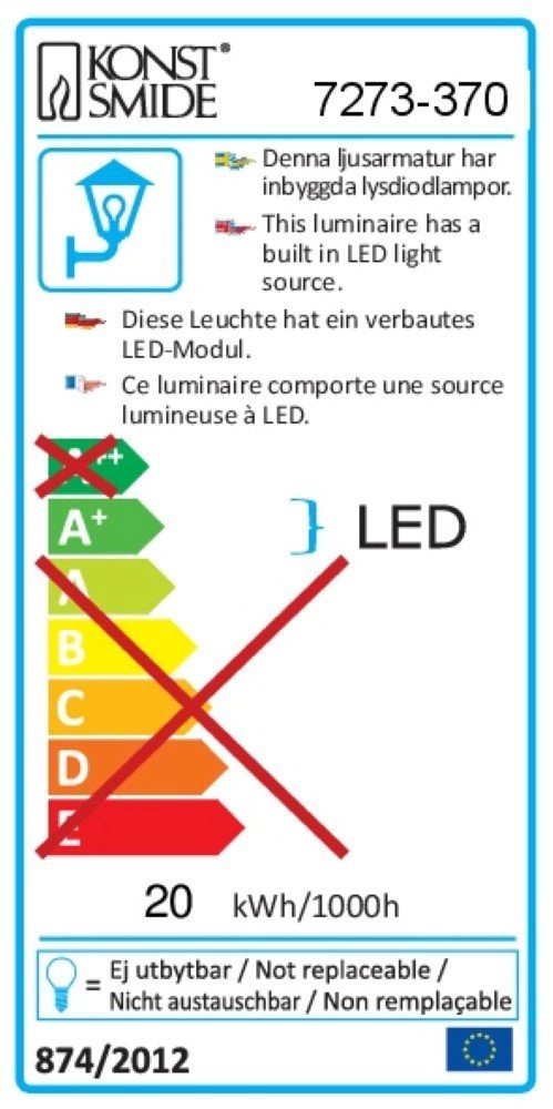 Moderne wandlamp Asti LED KonstSmide 7318307273373