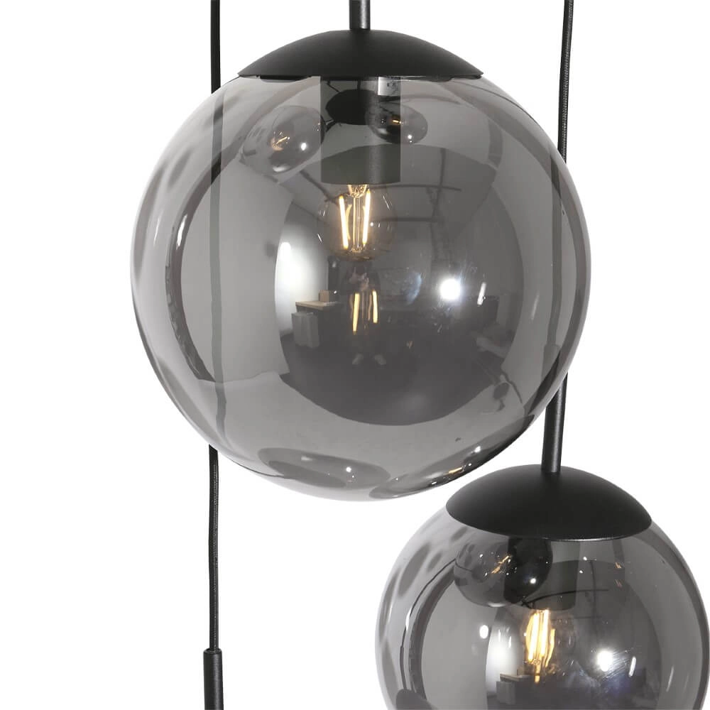5-lichts vide hanglamp Bolique zwart met smoke glas Steinhauer 8712746133363