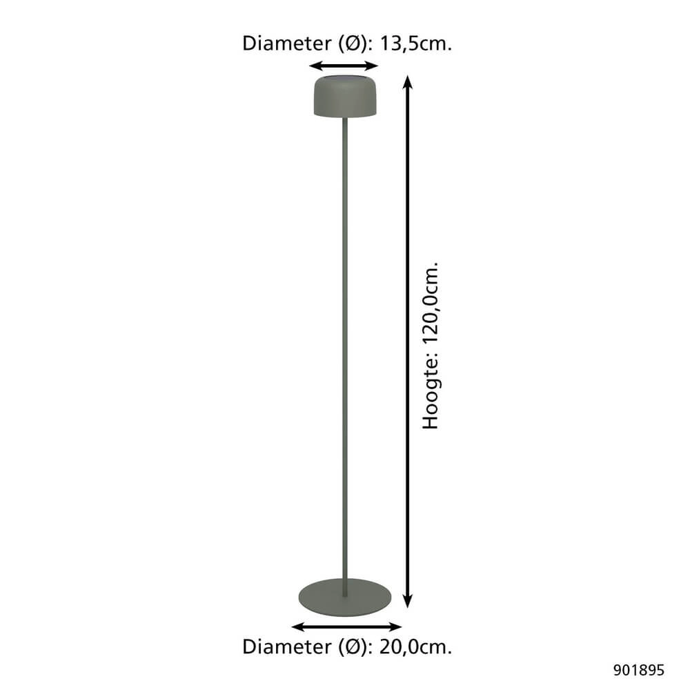 Strakke terraslamp Roccanova solar groen met usb Eglo 9008606355099