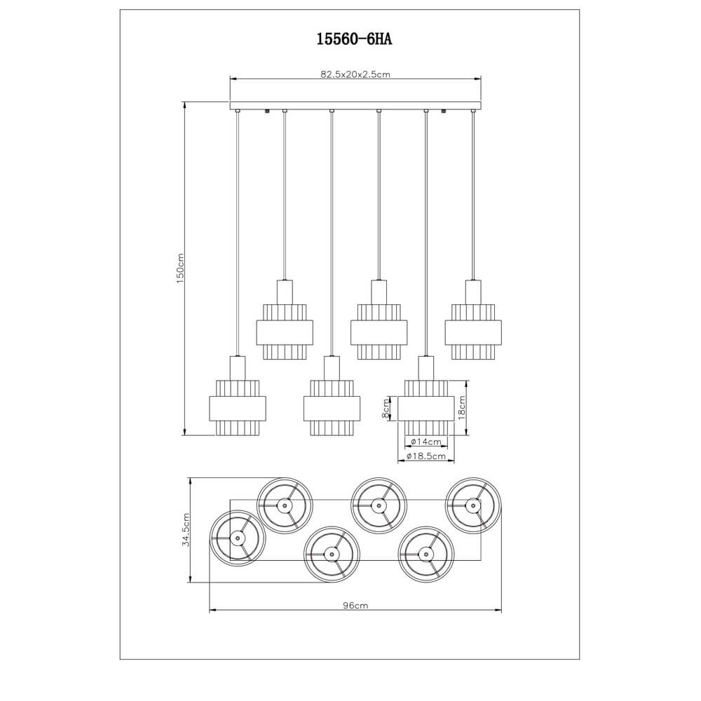 Hanglamp Milley brons 6-lichts Globo 9007371471676