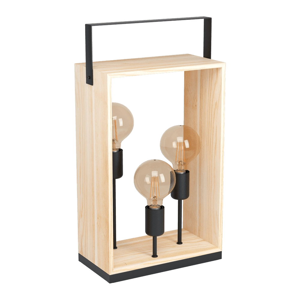 Houten tafellamp Famborough 3-lichts met zwart Houten tafellamp Famborough 3-lichts met zwart