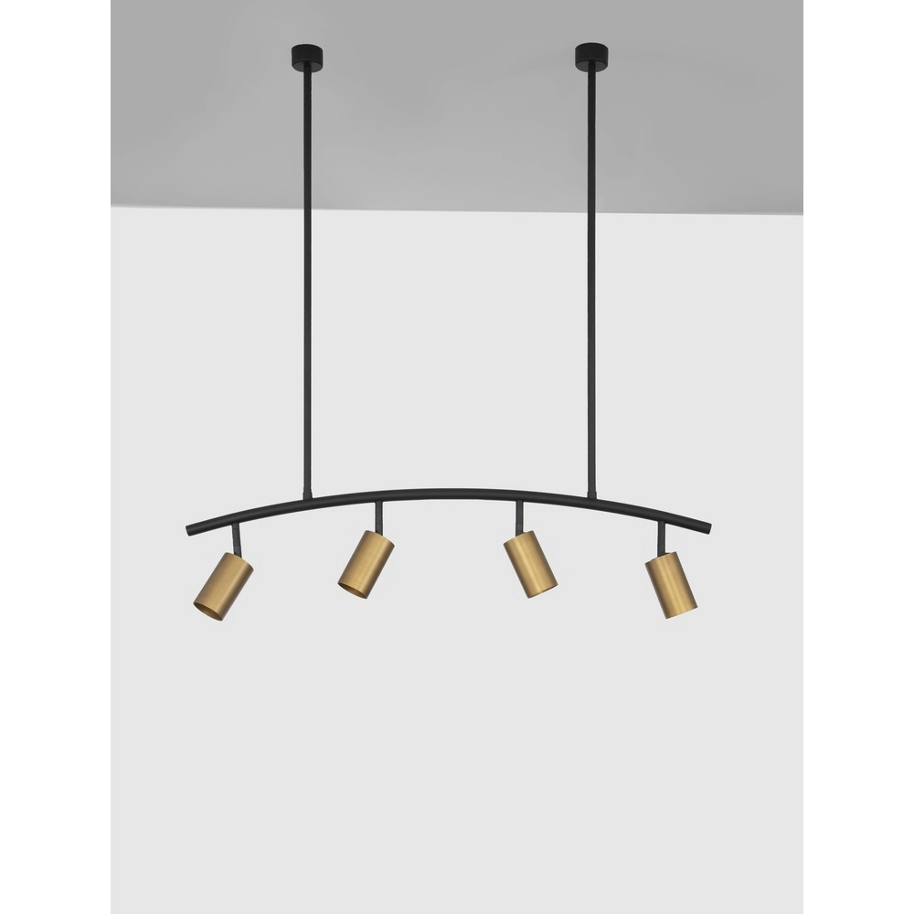 Hanglamp Pogno 4-lichts zwart met goud rond Lyora 5212017431301