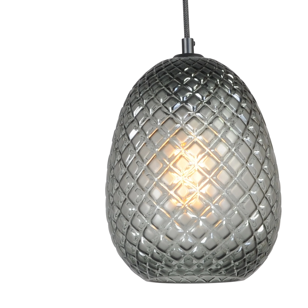 Zwarte hanglamp Pineapple 3-lichts met rookglas Masterlight 8718121212739