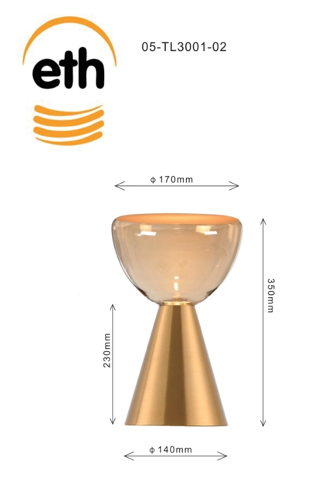 Gouden tafellamp Lisa Ø 17cm ETH 8720195310235