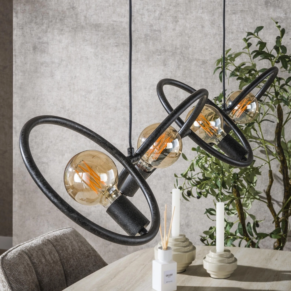 Design hanglamp Loop zwart - 4x E27 Lyora 8716803511057