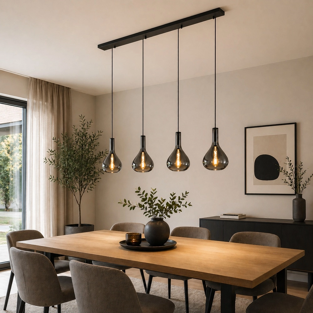 Design hanglamp Sander 4-lichts zwart Brilliant 4004353476884