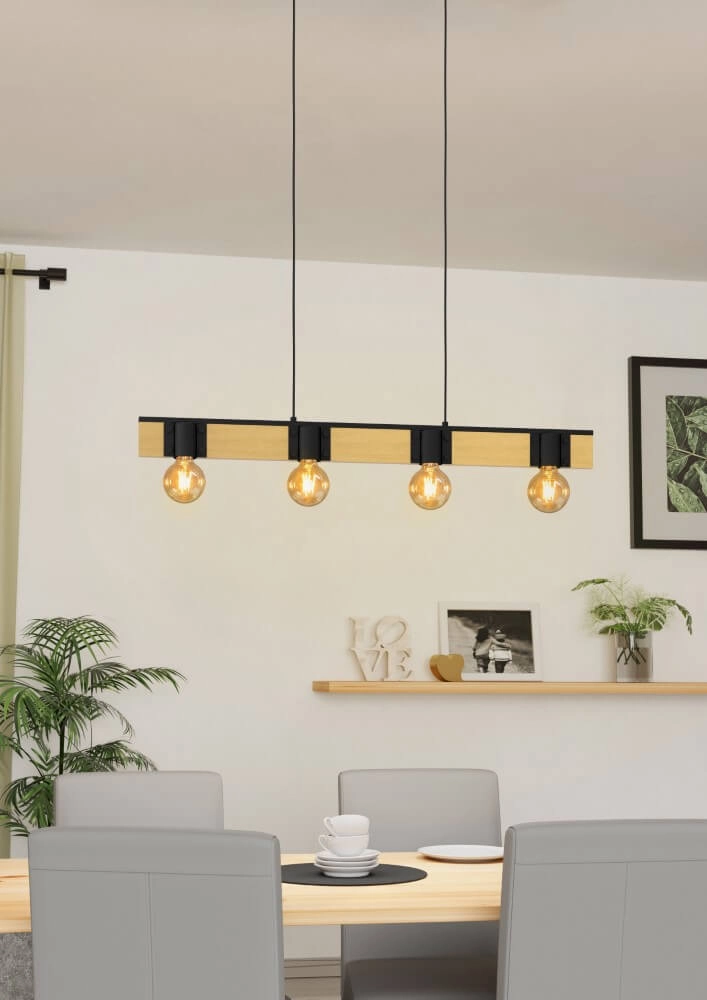 Houten hanglamp Bailrigg 4-lichts Eglo 9002759439026