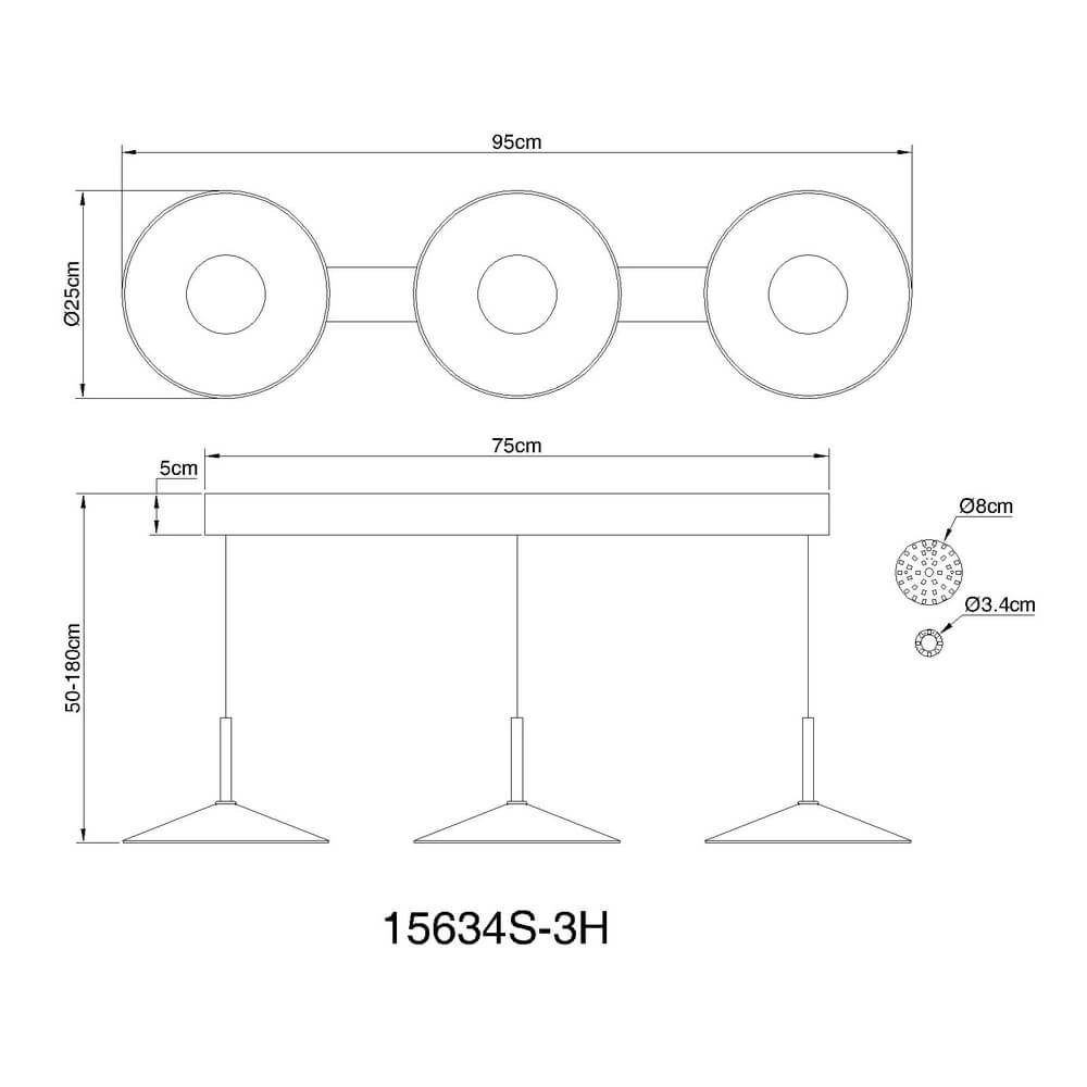 Design hanglamp Lampone 3-lichts zwart Globo 9007371462810