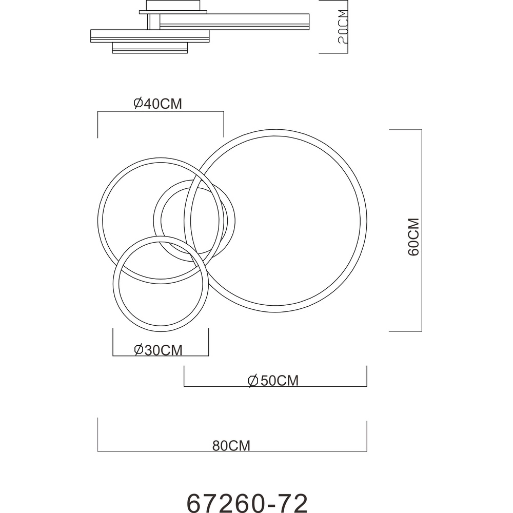 Plafondlamp Rubio grijs 3 ringen Globo 9007371425914